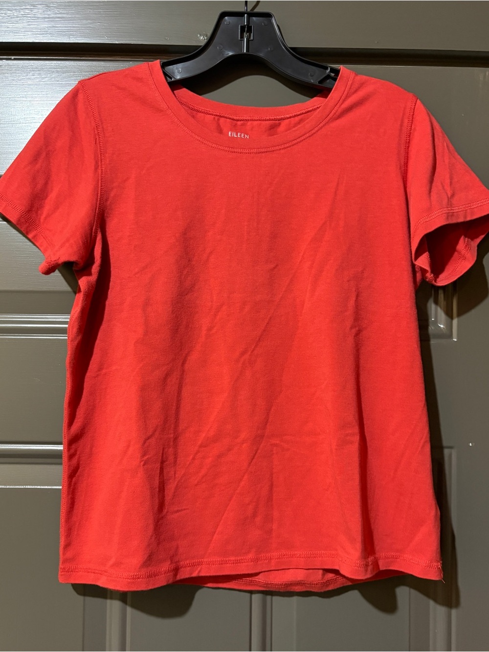 Eileen Fisher Red Crewneck Short Sleeve Top